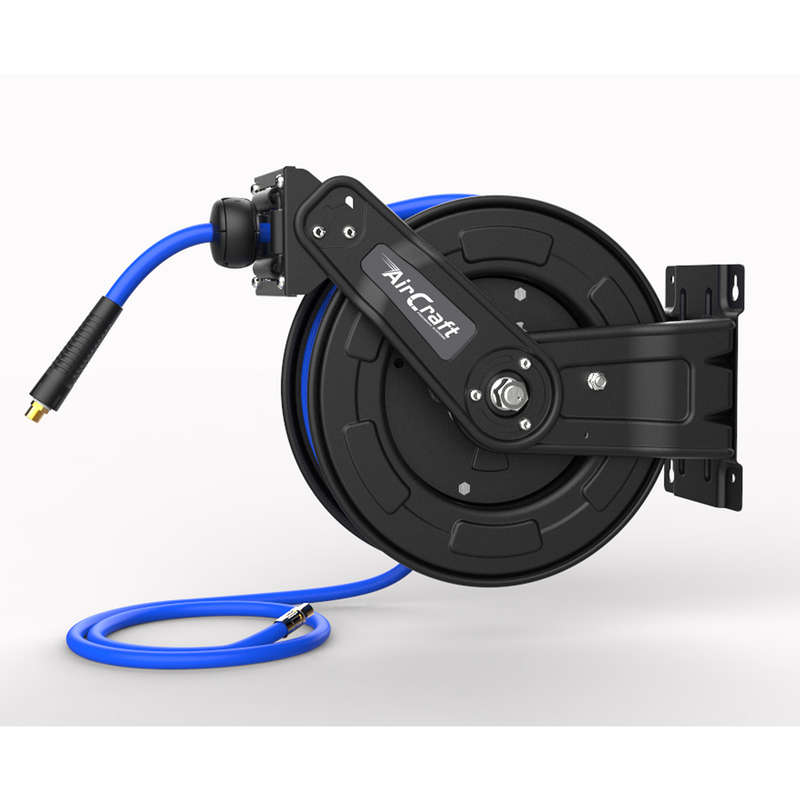 AirCraft - AIR HOSE REEL METAL 20M 12MM OD X 8MM ID PU HOSE AUTO RETRACT SG HR22618