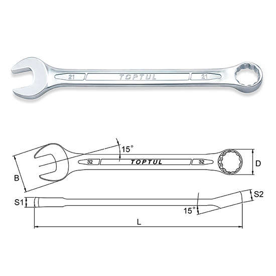 TOPTUL - 60 MM STANDARD COMBO WRENCH (EUROPE)        AAEB6060