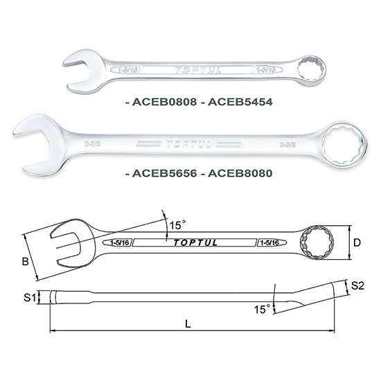 TOPTUL - 1-5/8 SAE STD COMBO WRENCH        ACEB5252