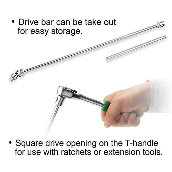 TOPTUL - 1/2" FLEXIBLE DRIVER w SLIDING T-HANDLE        CTLA1650