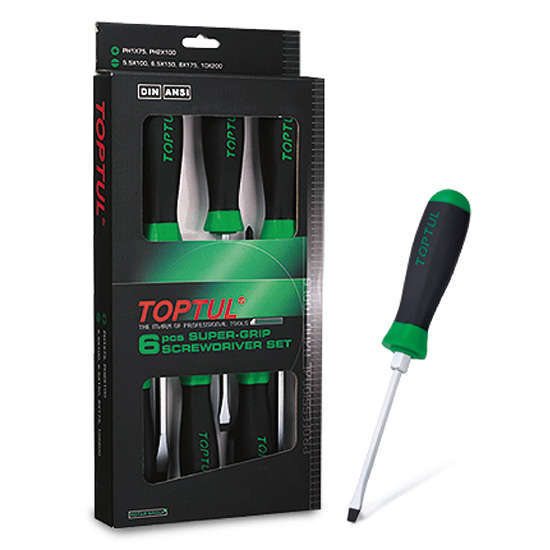 TOPTUL - 6 PC SLOTTED & PHILLIP SCREWDRIVER SET        GAAE0608