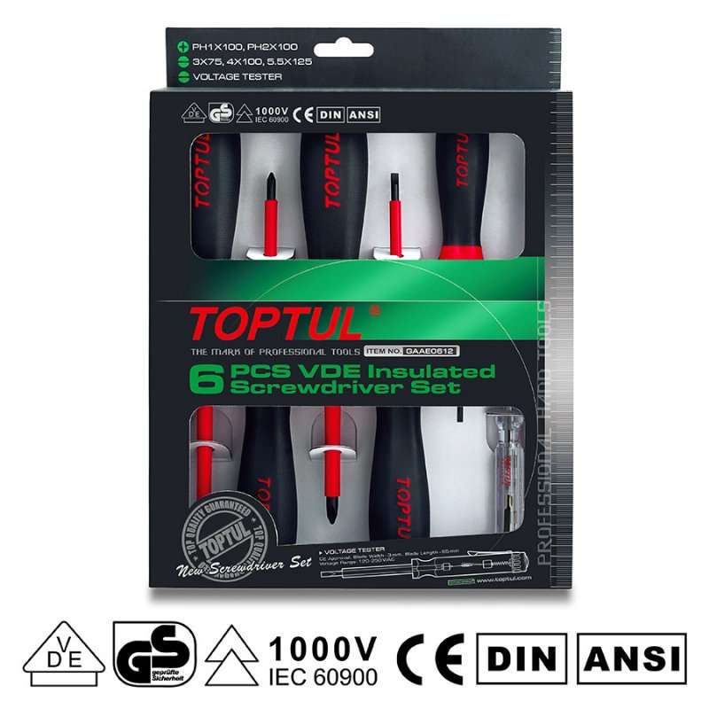 TOPTUL - 6PC VDE INSULATED SCREWDRIVER SET        GAAE0612