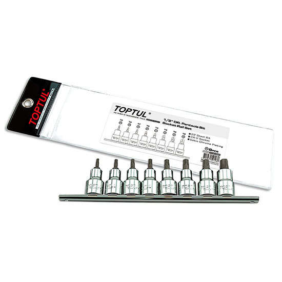 TOPTUL - 8PC 1/2 PENTACLE BIT SOCKET RAIL SET        GAAG0806