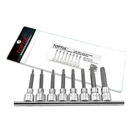 TOPTUL - 8PC 1/2 PENTACLE BIT RAIL SET (EX-LONG)        GAAG0807