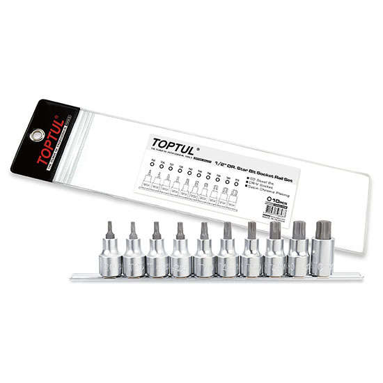 TOPTUL - 10PC 1/2 DR. STAR BIT SOCKET RAIL SET        GAAG1006