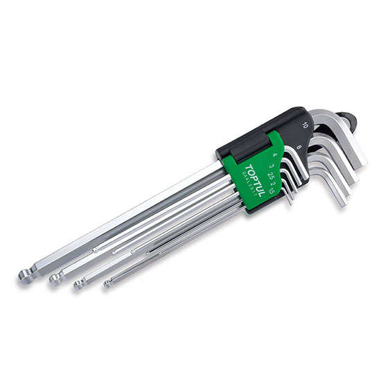 TOPTUL - 9PCS EX- LONG BALL POINT KEY WRENCH        GAAL0917