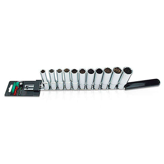TOPTUL - 11 PC 1/2 (12PT) DEEP SOCKET RAIL SET        GAAQ1105