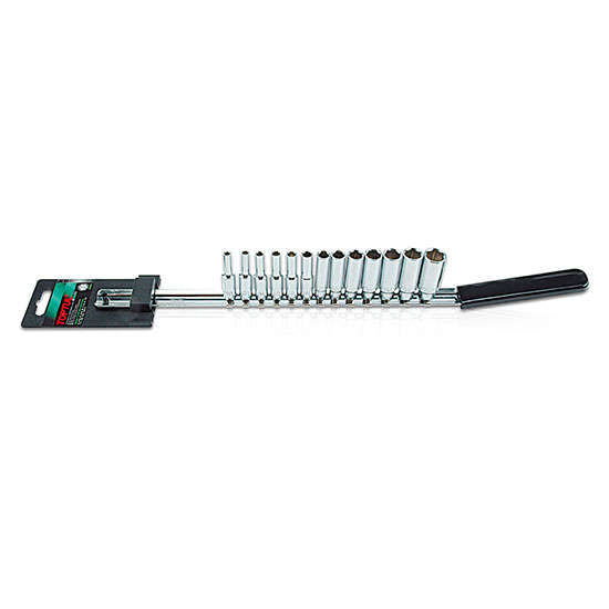 TOPTUL - 13pc 1/4 DR. 6PT DEEP SOCKET RAIL SET        GAAQ1309