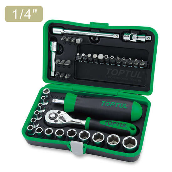 TOPTUL - 41PC 1/4 DRIVE FLANK SOCKET SET        GADW4101