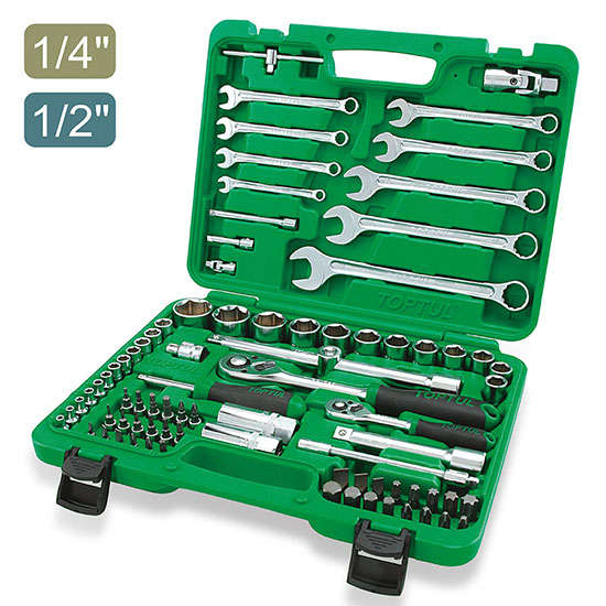 TOPTUL - 82pc-1/4 & 1/2 SOCKET WRENCH SET(12 PT)        GCAI8202