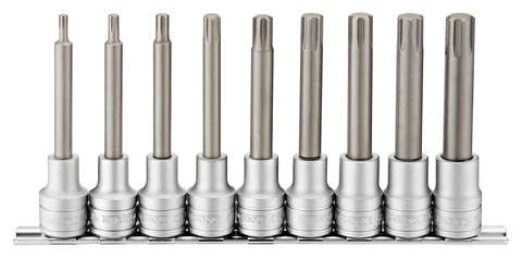 TENG TOOLS - 9PC 1/2inch Drive 100mm Long Ribe Bit Socket Set on Clip Rail - M1209