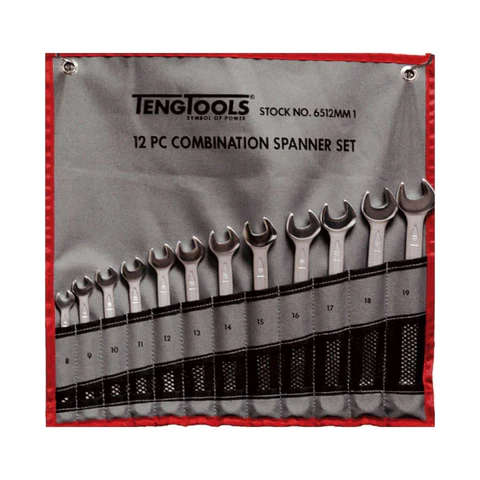 TENG TOOLS - 12PC Combination Spanner Set - Tool Roll - 6512MM1