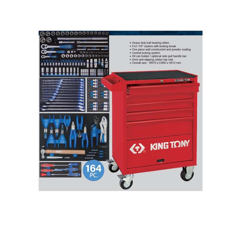 KING TONY - Tool Trolley set 164pcs - 936-008MRV