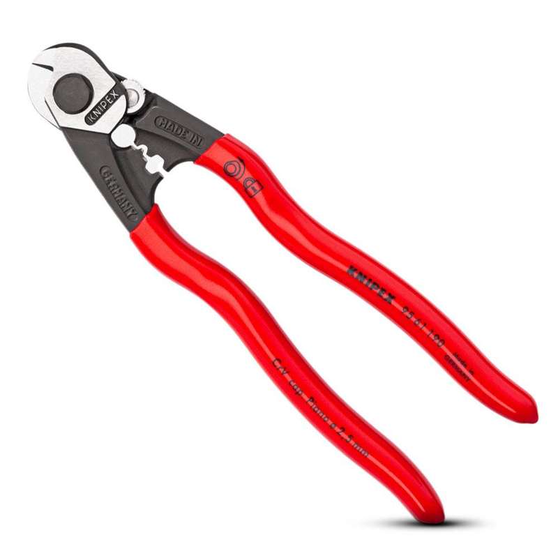 KNIPEX - KNI9561190SB - KNIPEX PLIER WIRE ROPE CUTTER 190MM PVC