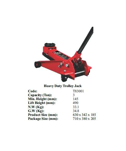 Torin BIG RED Jacks - Heavy Duty Trolley Jack 3 ton - T83001
