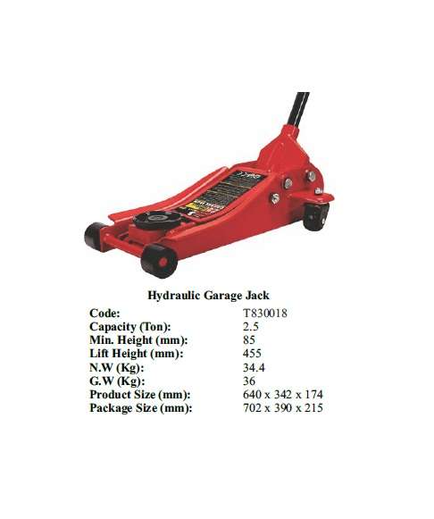 Torin BIG RED Jacks - Hydraulic Garage Jack 2.5 ton - T830018