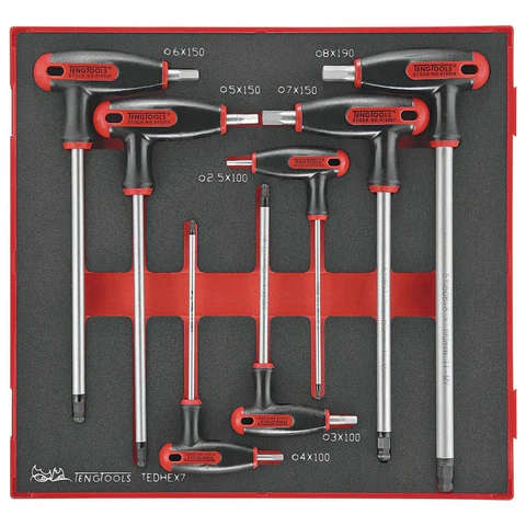 TENG TOOLS - 7PC T-Handle Hex Key Set in EVA Foam -  TEDHEX7