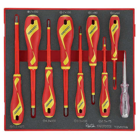 TENG TOOLS - 9PC 1000 Volt Insulated Screwdriver Set in EVA -  TEDV909N