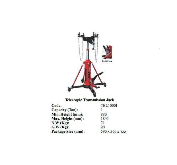 Torin BIG RED Jacks - Telescopic Transmission Jack 1 ton (1000kg) - TEL10001