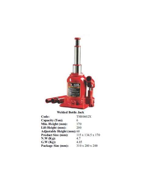 Torin BIG RED Jacks - Welded Bottle jack 6 ton - TH80602X