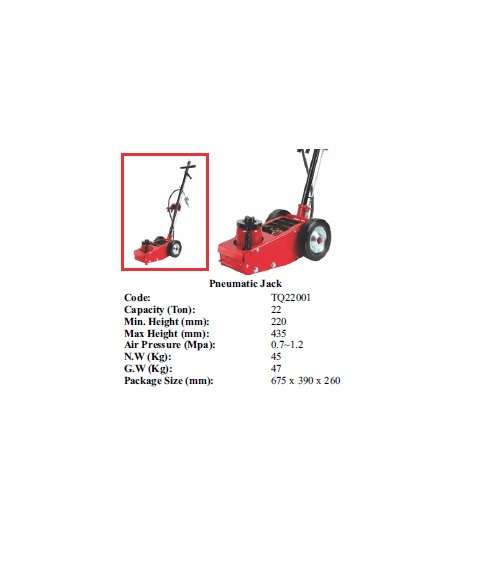 Torin BIG RED Jacks - Pneumatic Jack 22 ton - TQ22001