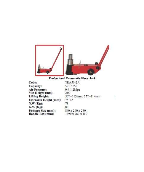 Torin BIG RED Jacks - Professional Pneumatic Floor Jack 50T / 25T - TRA50-2A