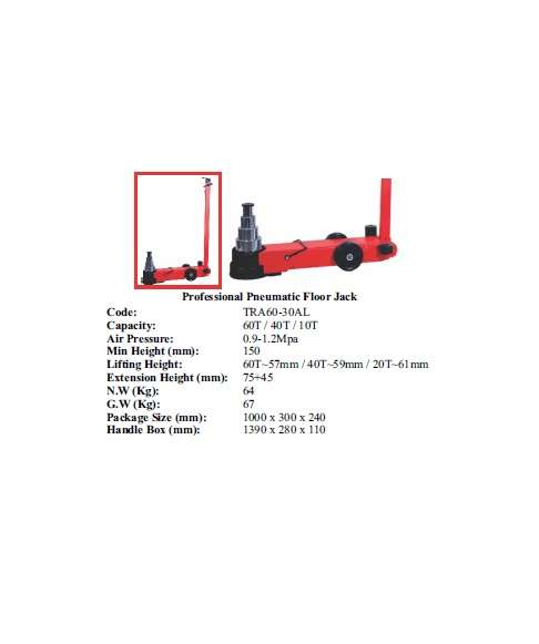 Torin BIG RED Jacks - Professional Pneumatic Floor Jack 60T / 40T / 10T - TRA60-30AL