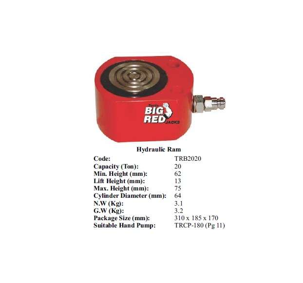 Torin BIG RED Jacks - Hydraulic Ram  20 ton - TRB2020
