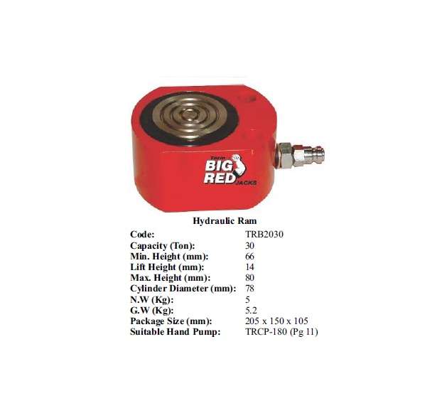 Torin BIG RED Jacks - Hydraulic Ram  30 ton - TRB2030