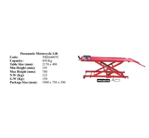 Torin BIG RED Jacks - Pneumatic Motorcycle Lift 450kg - TRE64007C
