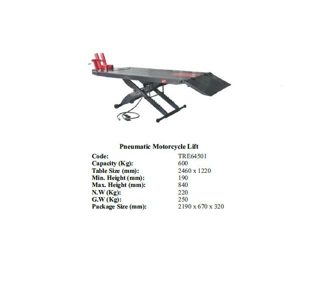Torin BIG RED Jacks - Pneumatic Motorcycle Lift  600kg - TRE64501