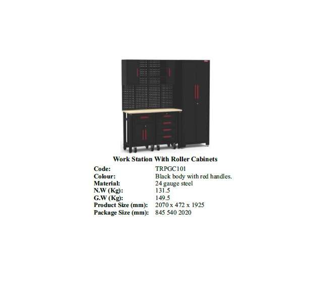 Torin BIG RED Jacks - Work Station With Roller Cabinets Black body with red handles - TRPGC101