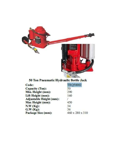 Torin BIG RED Jacks - Pneumatic Hydraulic Bottle Jack 50 ton - TRQ50002