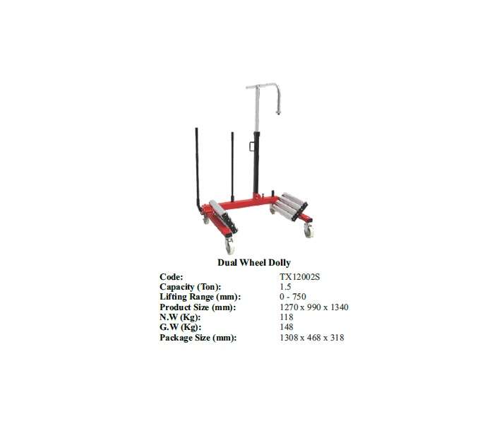Torin BIG RED Jacks - Dual Wheel Dolly 1.5ton - TX12002S