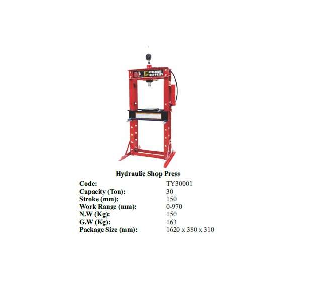 Torin BIG RED Jacks - Hydraulic Shop Press 30 ton - TY30001