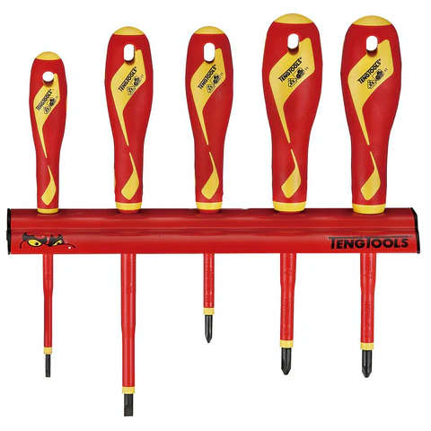 TENG TOOLS - 5PC 1000V Insulated Screwdriver Set Wall Rack - WRMDV05N