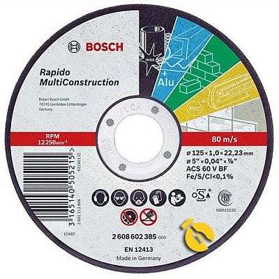 BOSCH PROFESSIONAL - Rapido straight cutting Multi Construction ACS 60 V BF, 125, 1,0 (25 PACK) -...