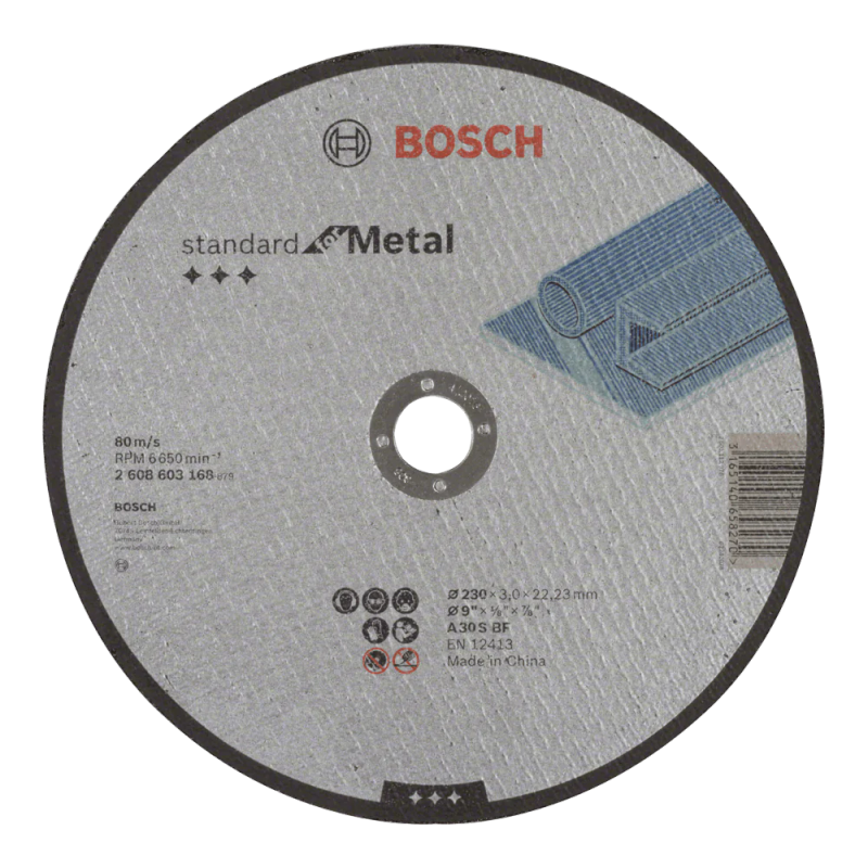 BOSCH PROFESSIONAL - Straight cutting Standard Metal A 30 S BF, 230, 22,23, 3,0 (25 PACK) - 26086...