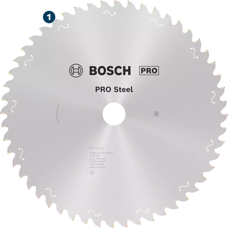 BOSCH PROFESSIONAL - PRO Steel Corded Circular Saw Blade, 254x2.2x25.4 mm, T52 - 2608844867