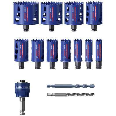 BOSCH EXPERT - 14 pc Expert Carbide 20/22/25/32/35/40/44/51/60/68/76+P/Adaptor+centering bit TCT ...