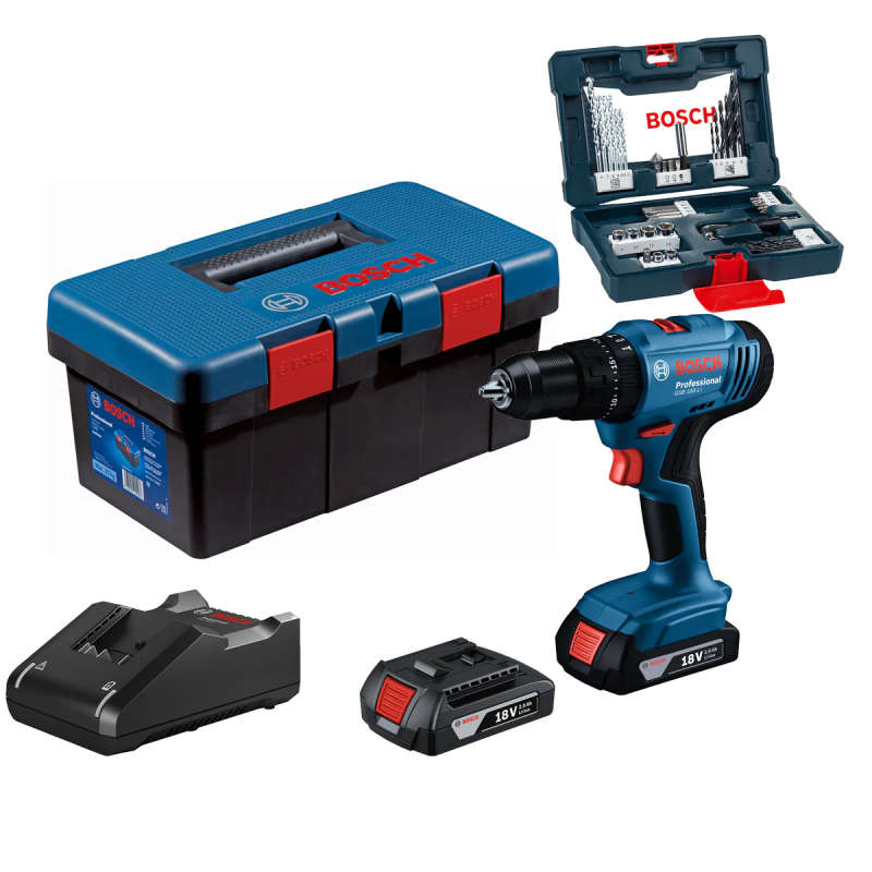 BOSCH Professional - Cordless Impact DrillGSB 183-LI + 41 acc + fisherman box - 06019K91K2