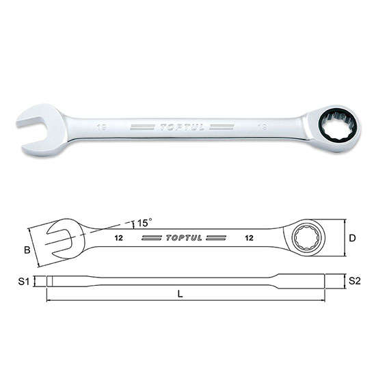 TOPTUL -  24mm RATCHET COMBO WRENCH - AOAF2424