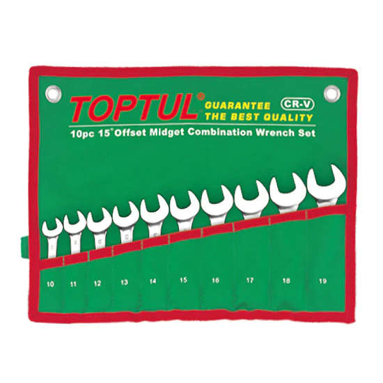 TOPTUL -  11 PCS.LONG COMB.WRENCH SET.  SIZE 7 TO 19mm - GAAA1101