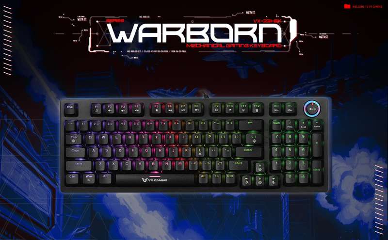 Volkano VX Gaming Warborn RGB TKL Mechanical Keyboard