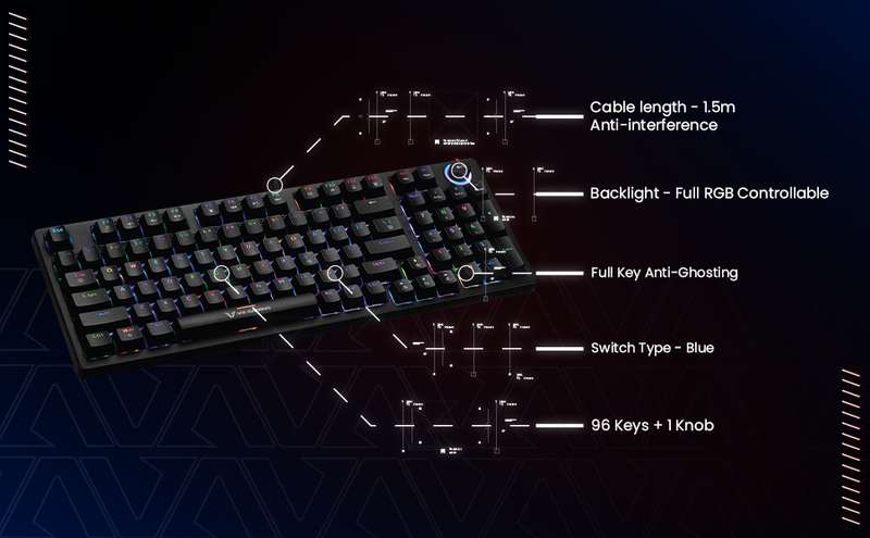 Volkano VX Gaming Warborn RGB TKL Mechanical Keyboard