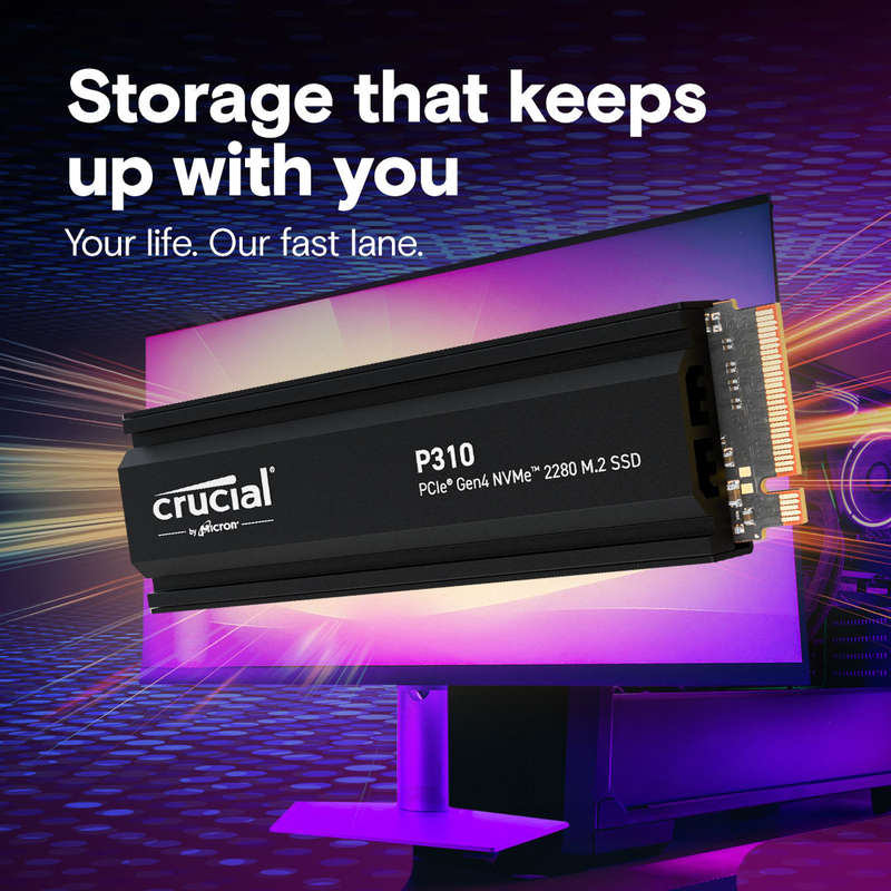 Crucial P310 1TB PCIe Gen4 NVMe M2 SSD + Heatsink