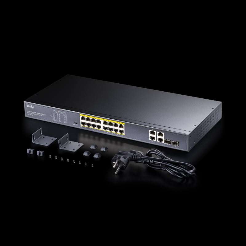 Cudy 16-Port BASE-T Gigabit,2-Port 1000 BASE-X SFP,PoE+ 200W