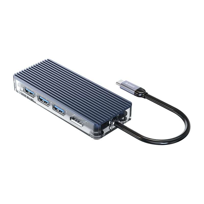 ORICO 6 Port 3 x USB3.0,1 x HDMI,1 x RJ45,1 x Type-C Transparent Hub - Grey