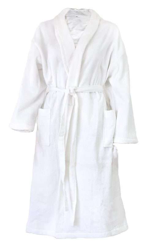 Bunty's Bathrobe - Velour - Shawl Collar - Optical White