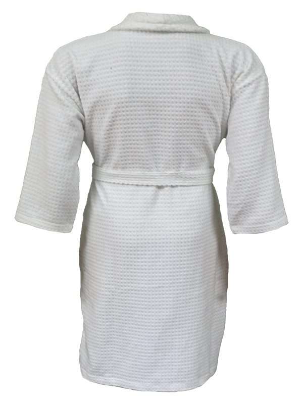 Bunty's Bathrobe - Velour - Shawl Collar - Waffle Feel White